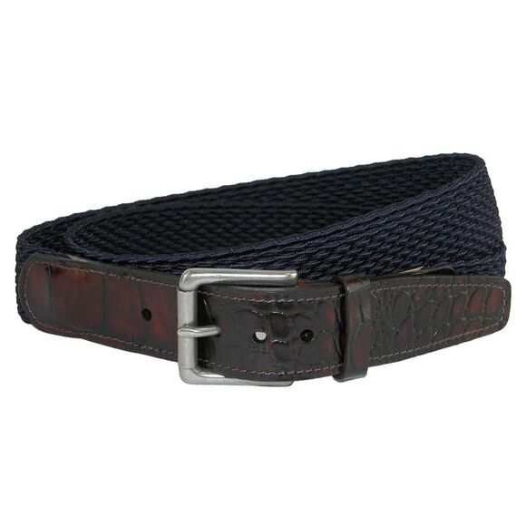 CrookhornDavis Men's Hampton Stretch Belt with Croc Print Tabs - Picture 1 of 2